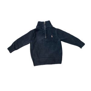 Polo by Ralph Lauren Toddler Black Mock Neck 1/2 Zip Cotton Sweater 2/2T Preppy